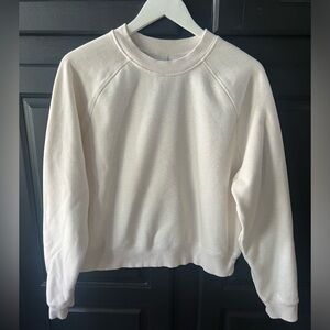 Fabletics Crew Neck Sweatshirt Heathered Ivory Size XL